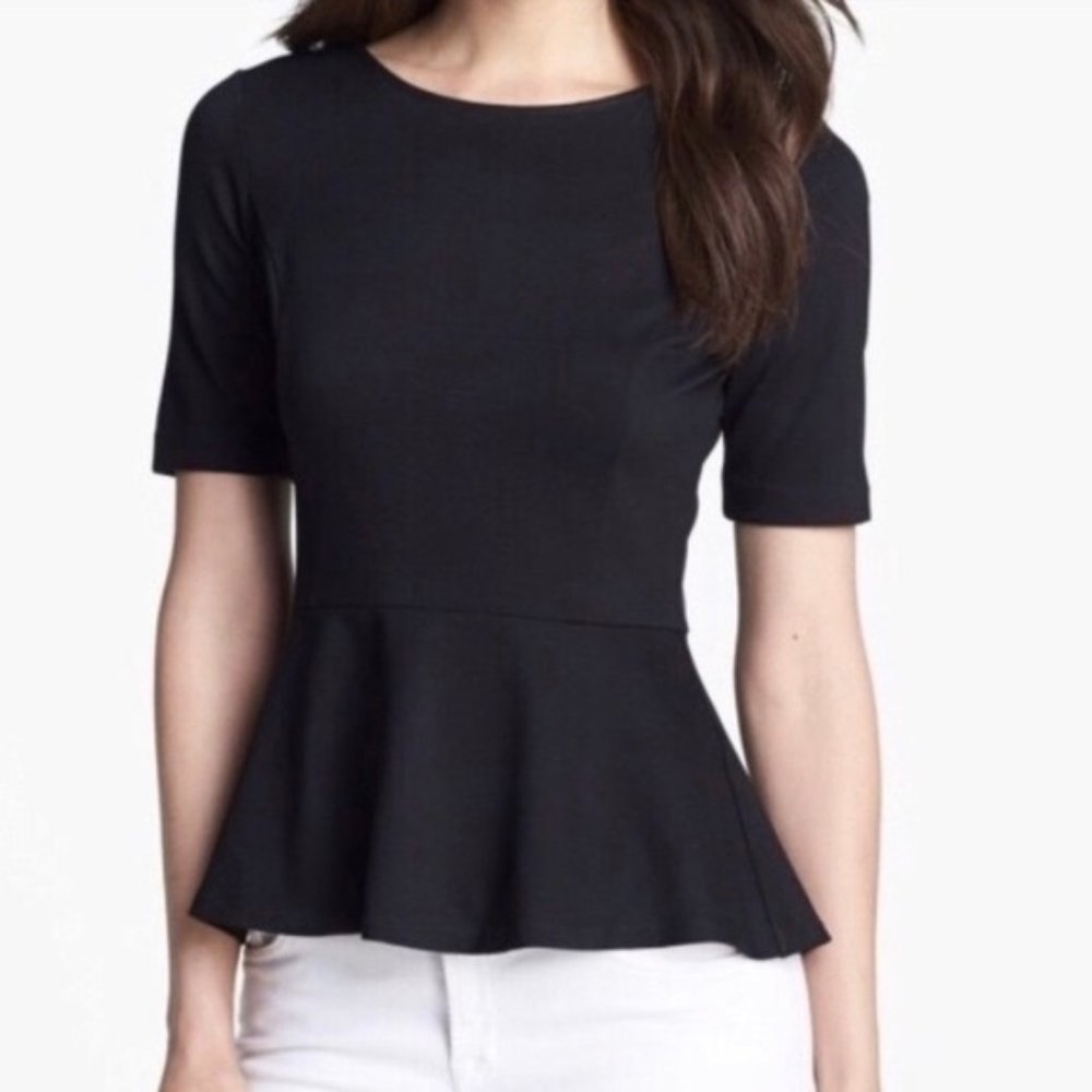 Theory Black Peplum Top